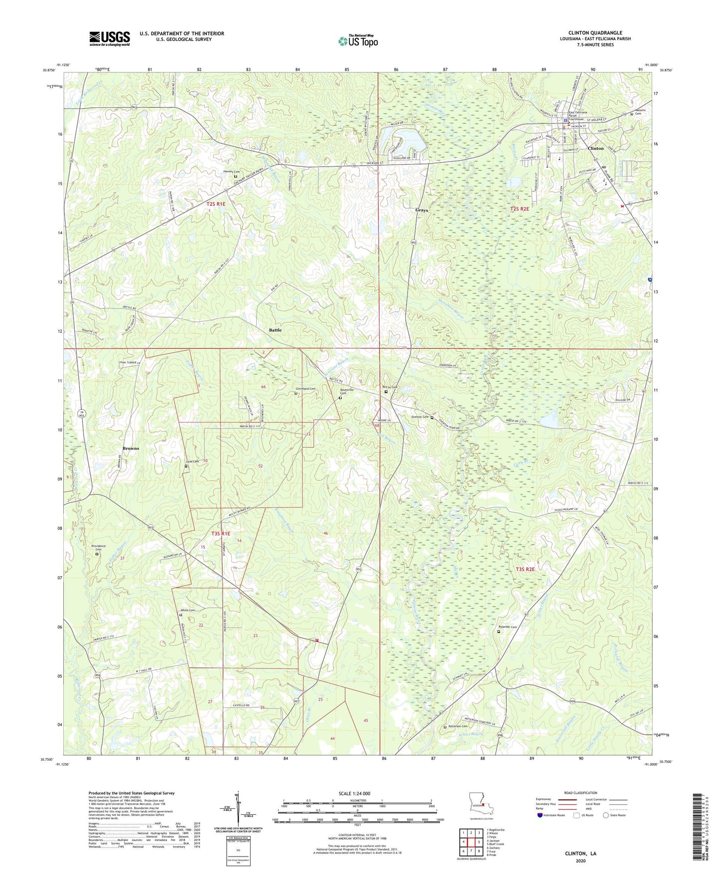 Clinton Louisiana US Topo Map Image