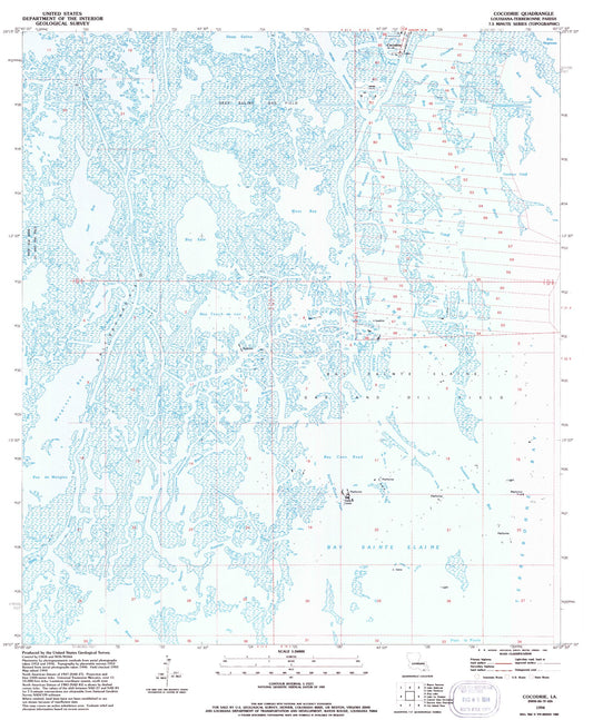 Classic USGS Cocodrie Louisiana 7.5'x7.5' Topo Map Image