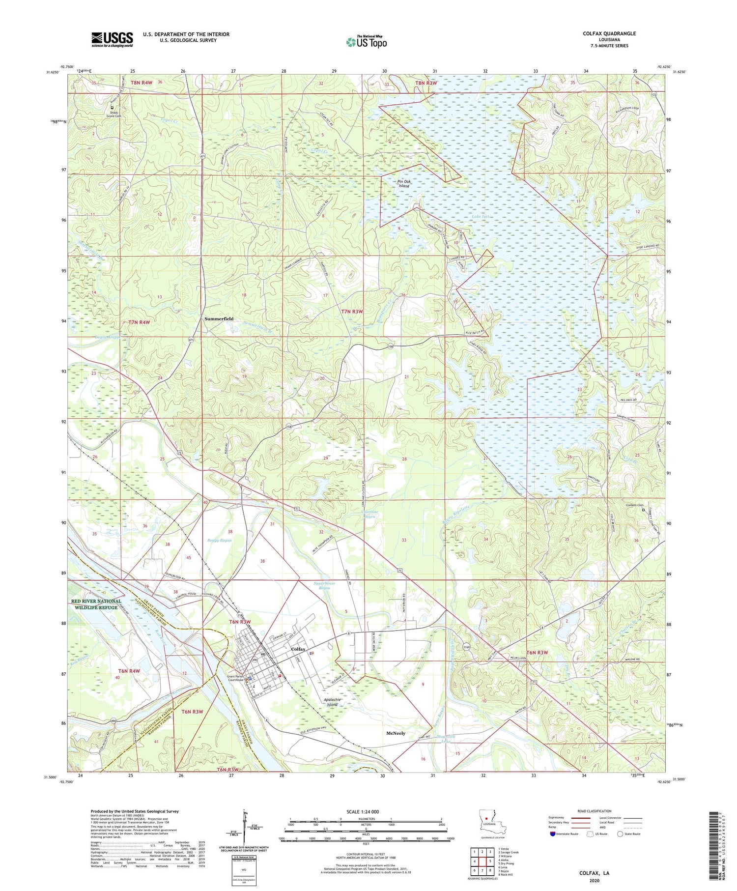 Colfax Louisiana US Topo Map Image
