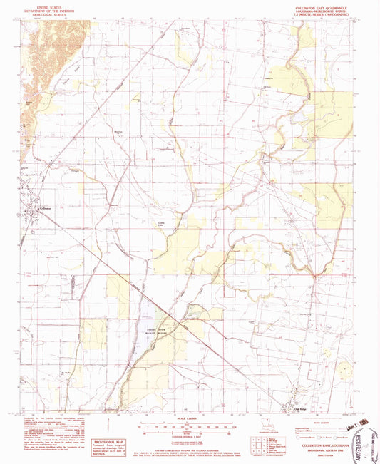 Classic USGS Collinston East Louisiana 7.5'x7.5' Topo Map Image