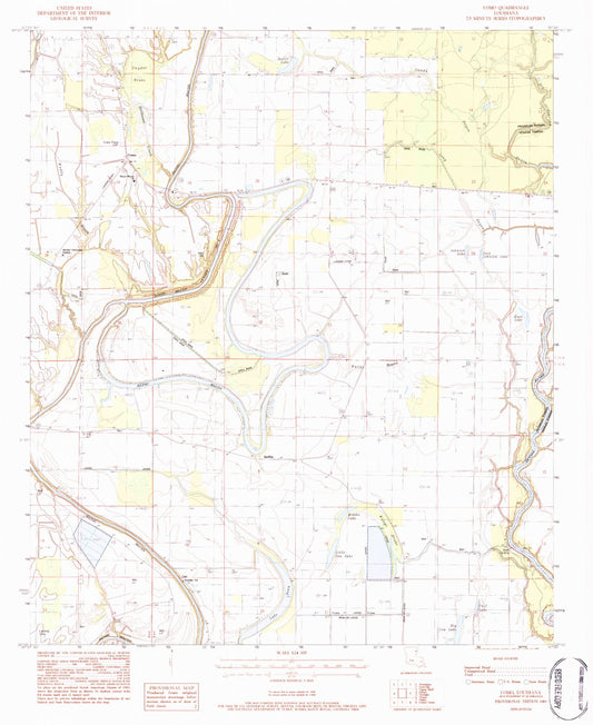 Classic USGS Como Louisiana 7.5'x7.5' Topo Map Image