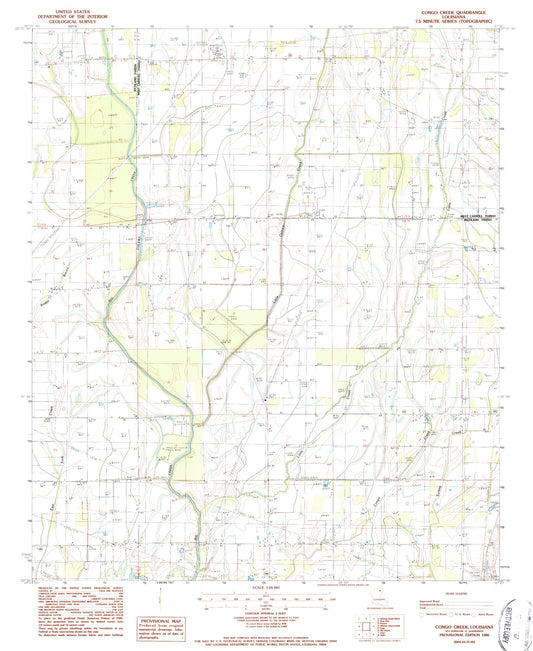 Classic USGS Congo Creek Louisiana 7.5'x7.5' Topo Map Image