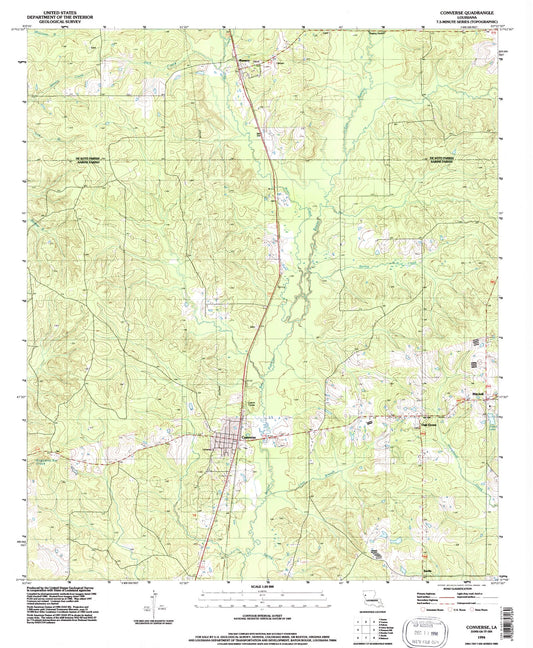 Classic USGS Converse Louisiana 7.5'x7.5' Topo Map Image