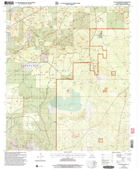 Classic USGS Coochie Brake Louisiana 7.5'x7.5' Topo Map Image