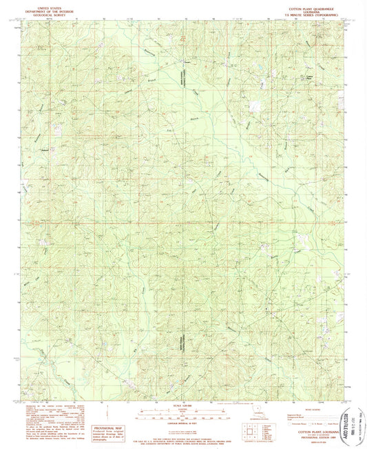 Classic USGS Cotton Plant Louisiana 7.5'x7.5' Topo Map Image