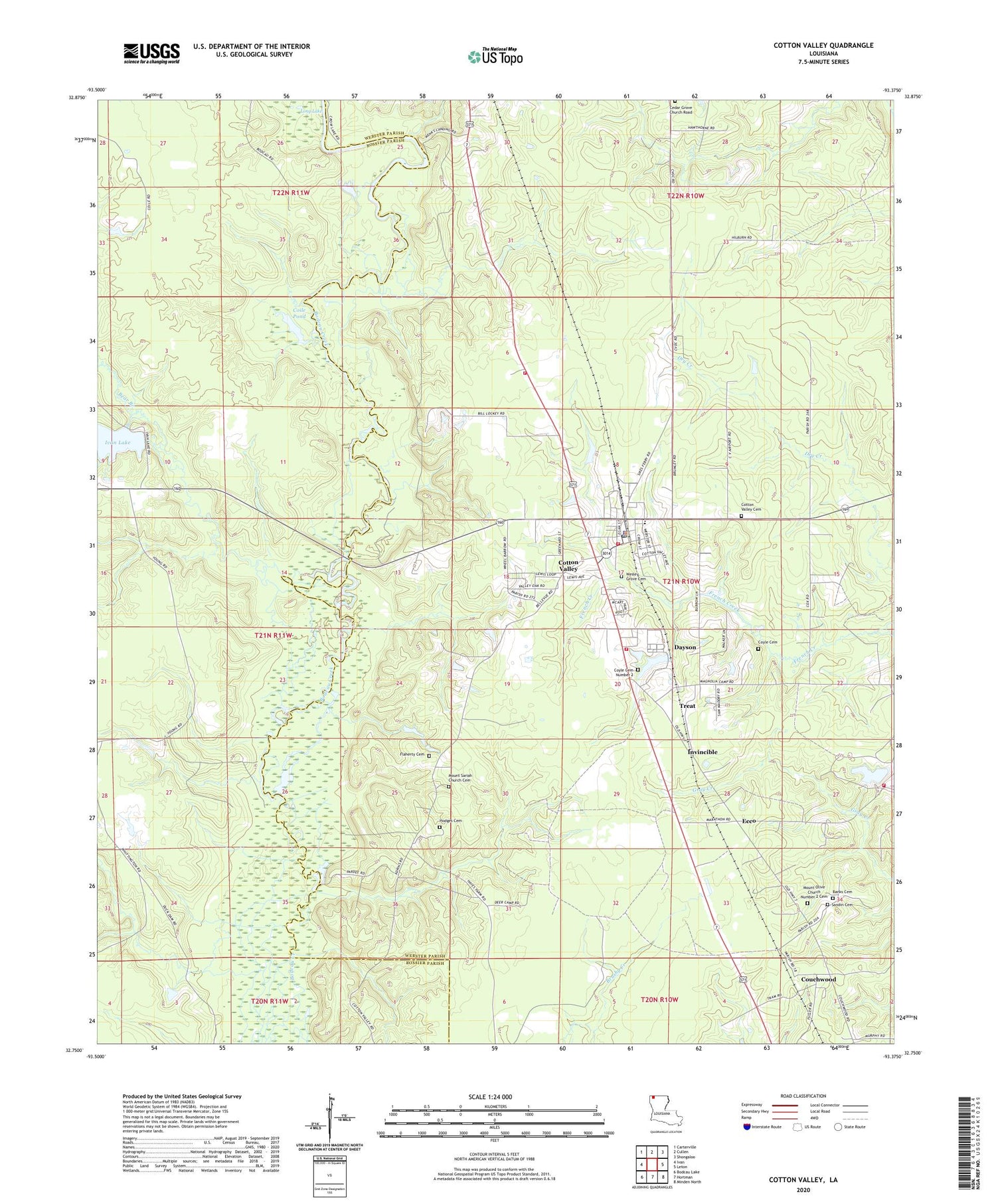 Cotton Valley Louisiana US Topo Map Image