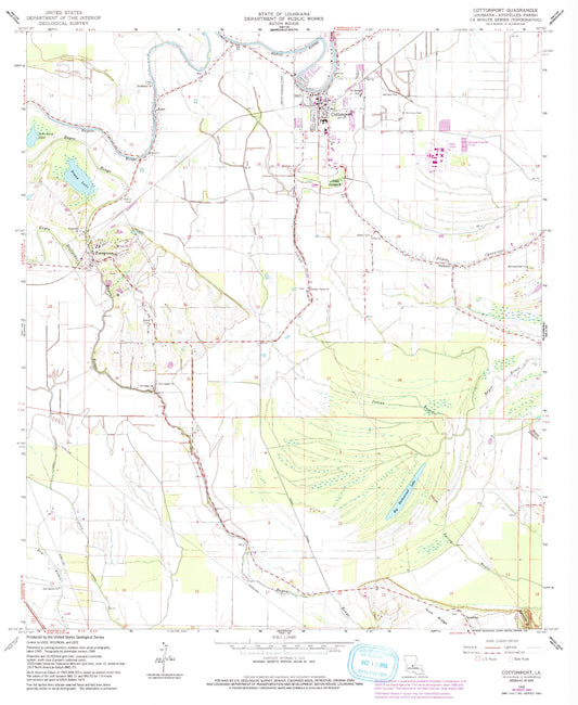 Classic USGS Cottonport Louisiana 7.5'x7.5' Topo Map Image