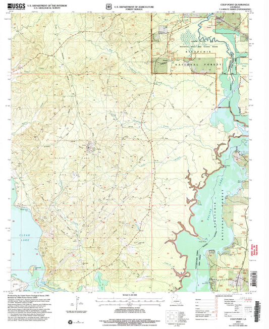 Classic USGS Coup Point Louisiana 7.5'x7.5' Topo Map Image