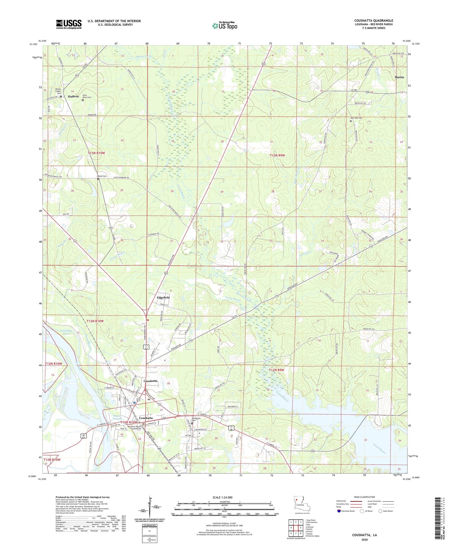 Coushatta Louisiana US Topo Map Image