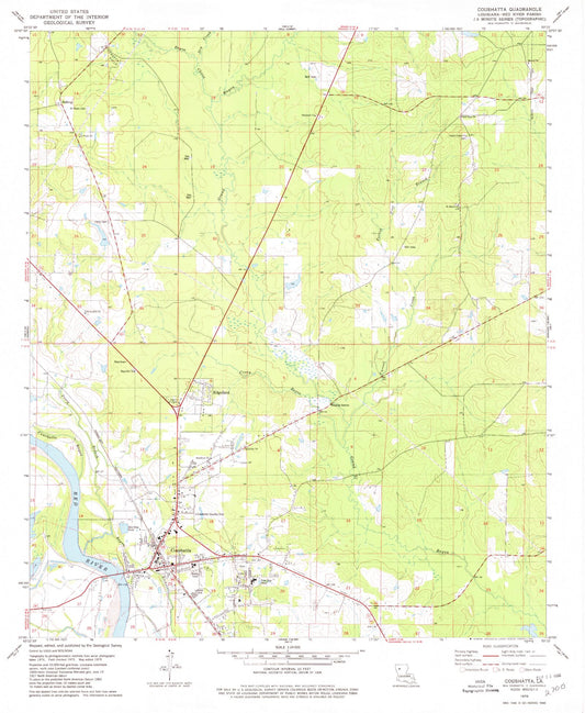 Classic USGS Coushatta Louisiana 7.5'x7.5' Topo Map Image