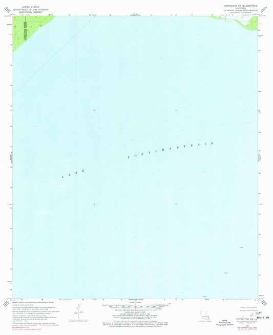 Classic USGS Covington SW Louisiana 7.5'x7.5' Topo Map Image
