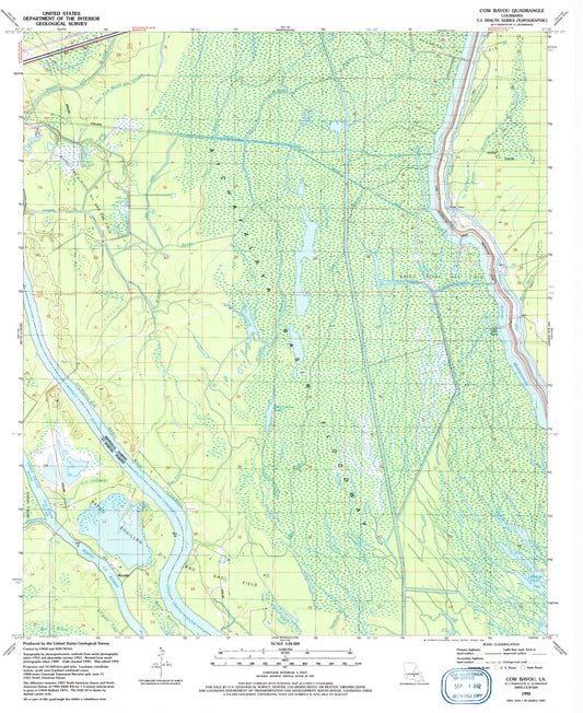 Classic USGS Cow Bayou Louisiana 7.5'x7.5' Topo Map Image