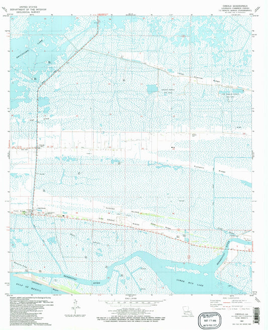 Classic USGS Creole Louisiana 7.5'x7.5' Topo Map Image