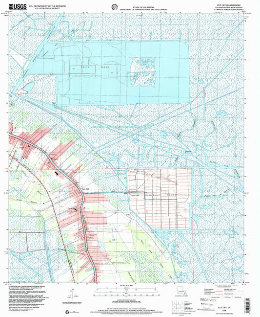 Classic USGS Cut Off Louisiana 7.5'x7.5' Topo Map Image