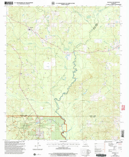 Classic USGS Danville Louisiana 7.5'x7.5' Topo Map Image