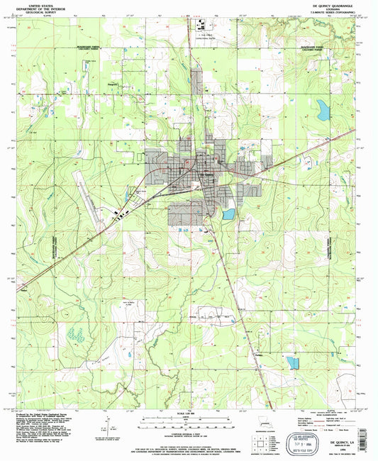 Classic USGS DeQuincy Louisiana 7.5'x7.5' Topo Map Image