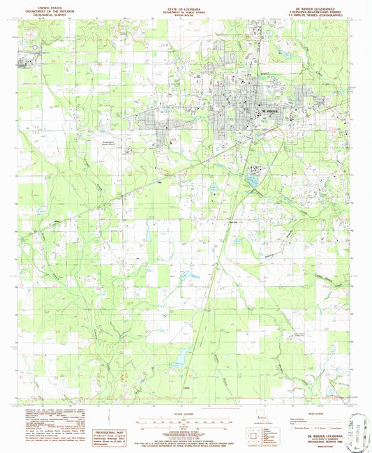 Classic USGS DeRidder Louisiana 7.5'x7.5' Topo Map Image