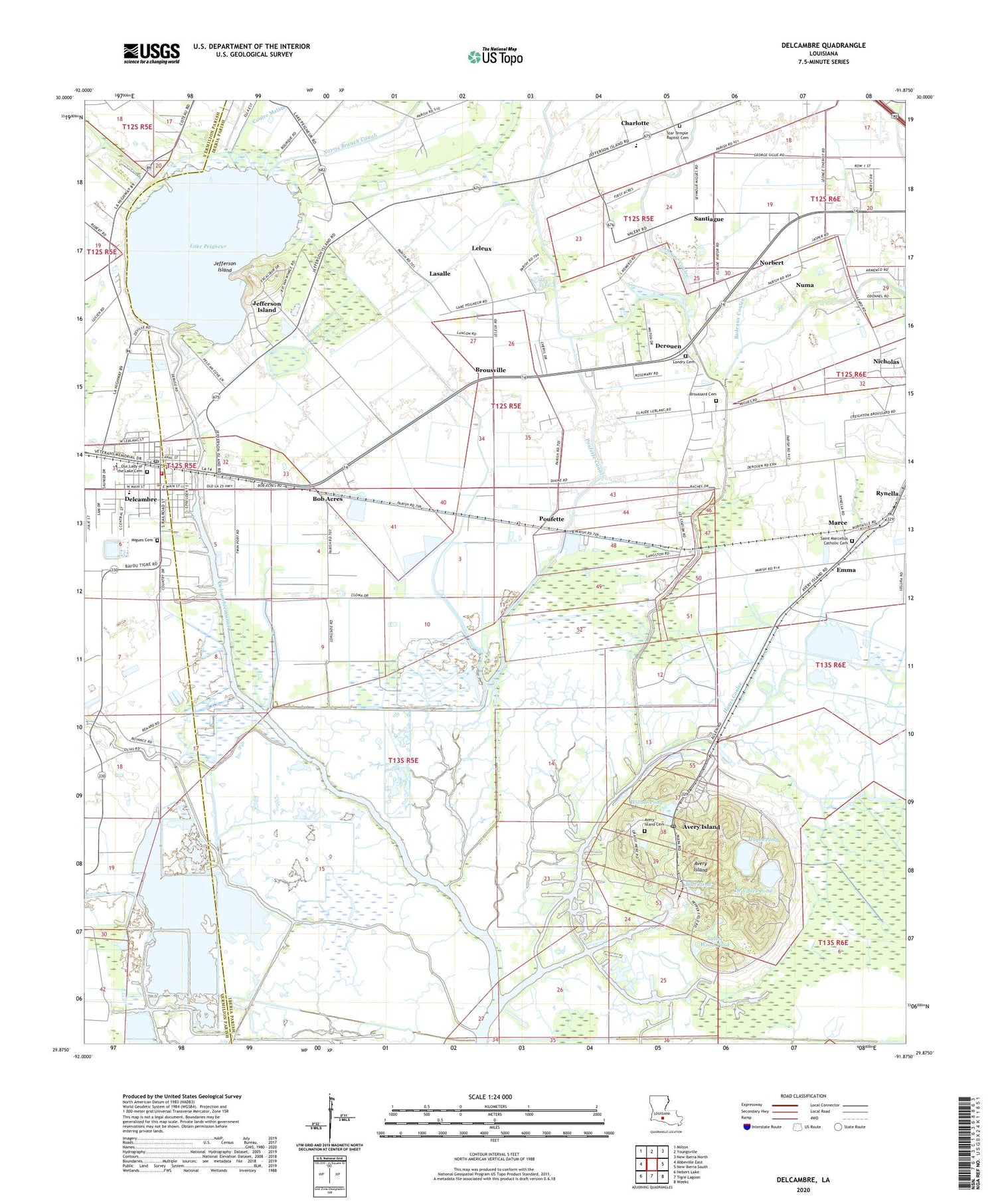 Delcambre Louisiana US Topo Map Image