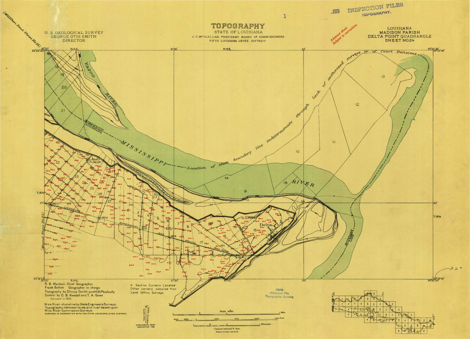 Classic USGS Vicksburg West Mississippi 7.5'x7.5' Topo Map Image