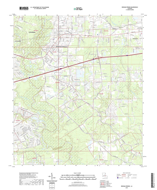 Denham Springs Louisiana US Topo Map Image