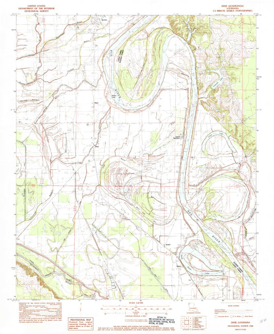 Classic USGS Dixie Louisiana 7.5'x7.5' Topo Map Image