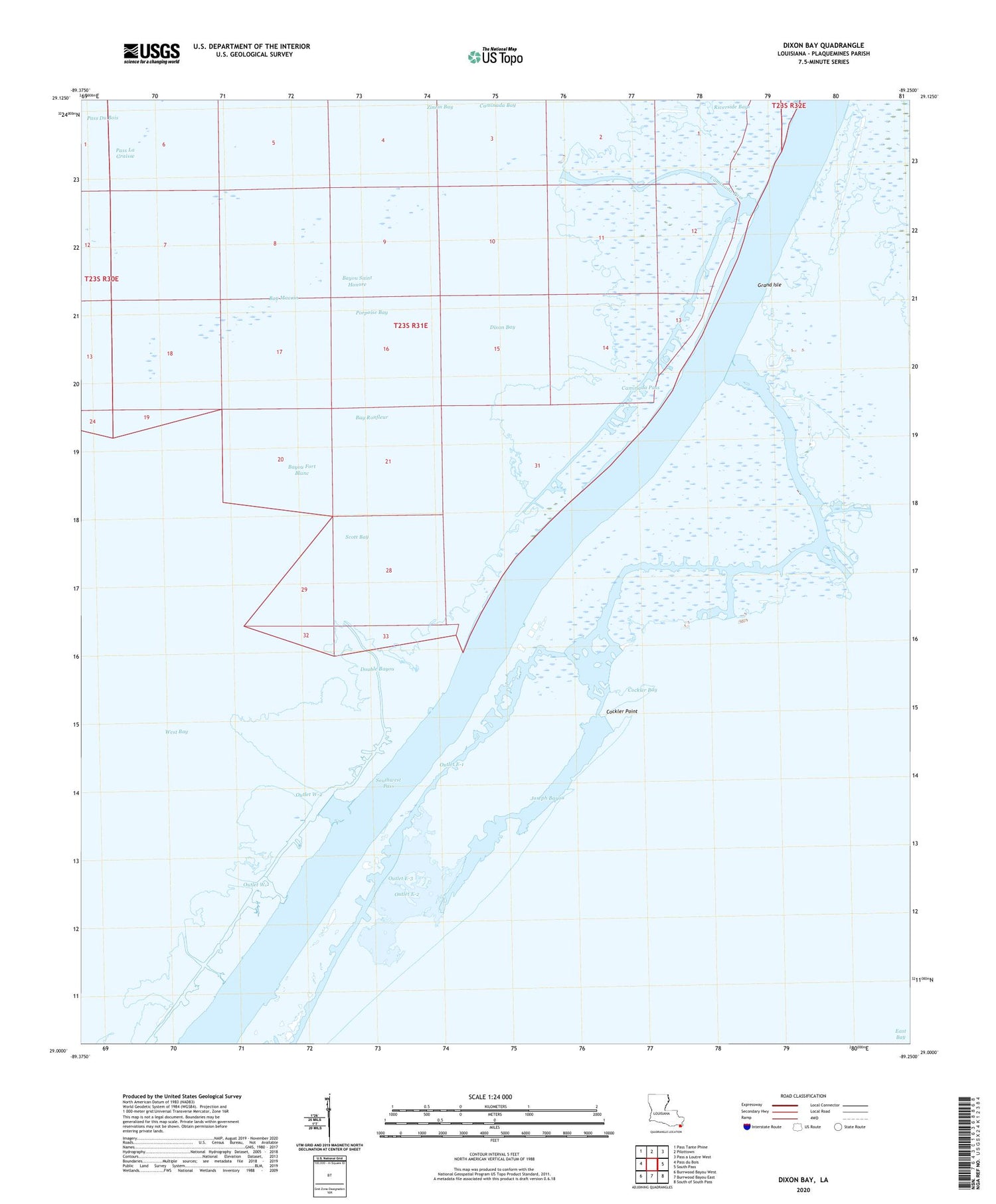 Dixon Bay Louisiana US Topo Map Image