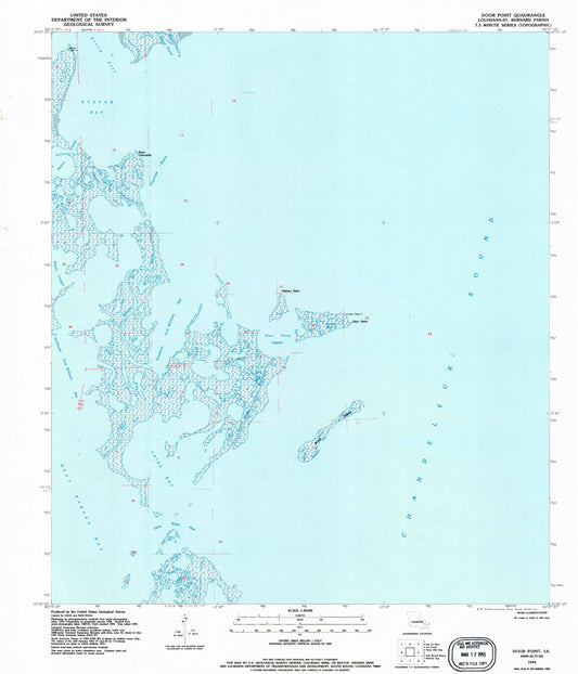 Classic USGS Door Point Louisiana 7.5'x7.5' Topo Map Image