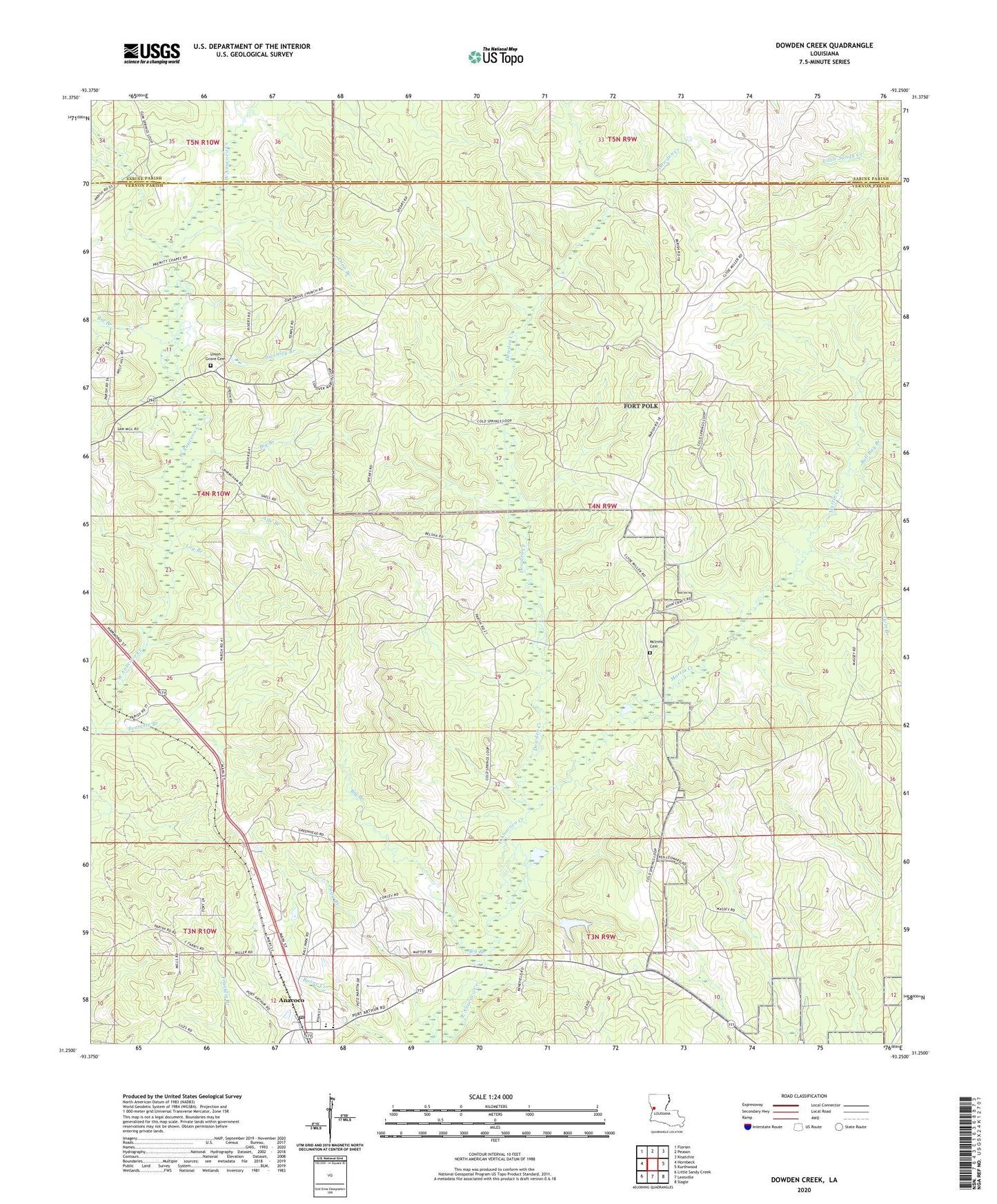 Dowden Creek Louisiana US Topo Map Image