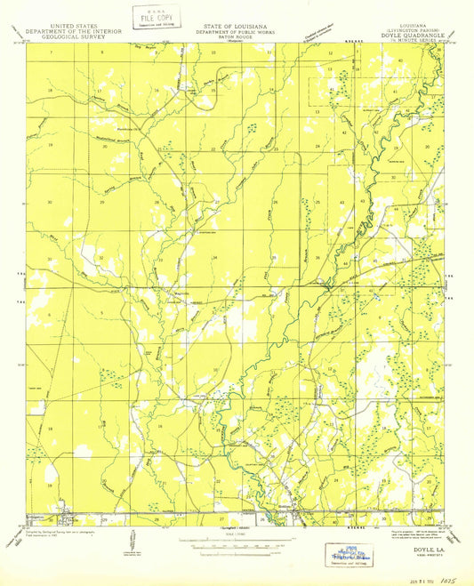 Classic USGS Holden Louisiana 7.5'x7.5' Topo Map Image