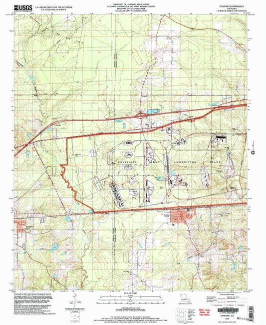 Classic USGS Doyline Louisiana 7.5'x7.5' Topo Map Image