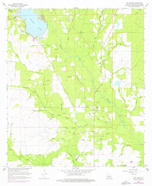 Classic USGS Dry Creek Louisiana 7.5'x7.5' Topo Map Image