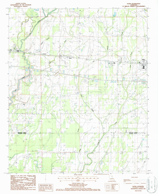 Classic USGS Dunn Louisiana 7.5'x7.5' Topo Map Image