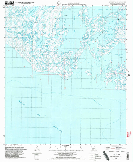 Classic USGS East Bay Junop Louisiana 7.5'x7.5' Topo Map Image