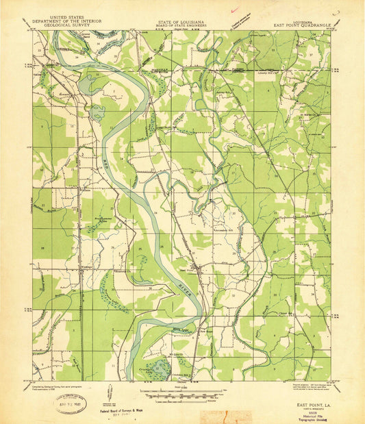 Classic USGS East Point Louisiana 7.5'x7.5' Topo Map Image
