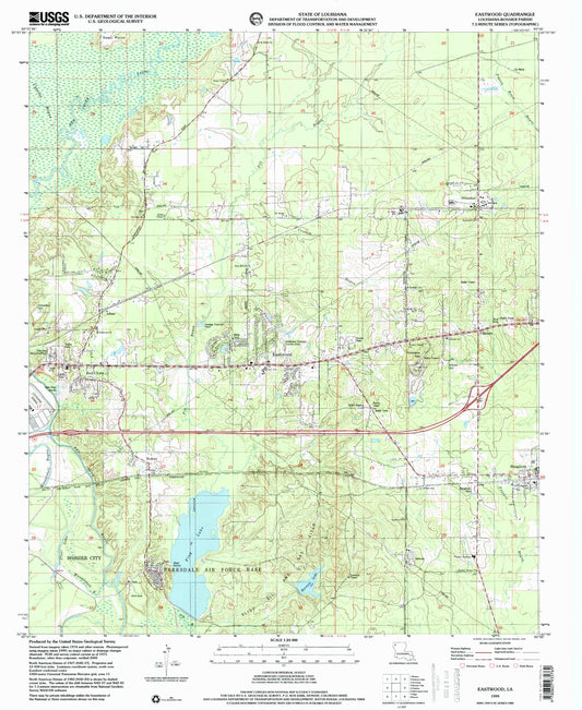 Classic USGS Eastwood Louisiana 7.5'x7.5' Topo Map Image