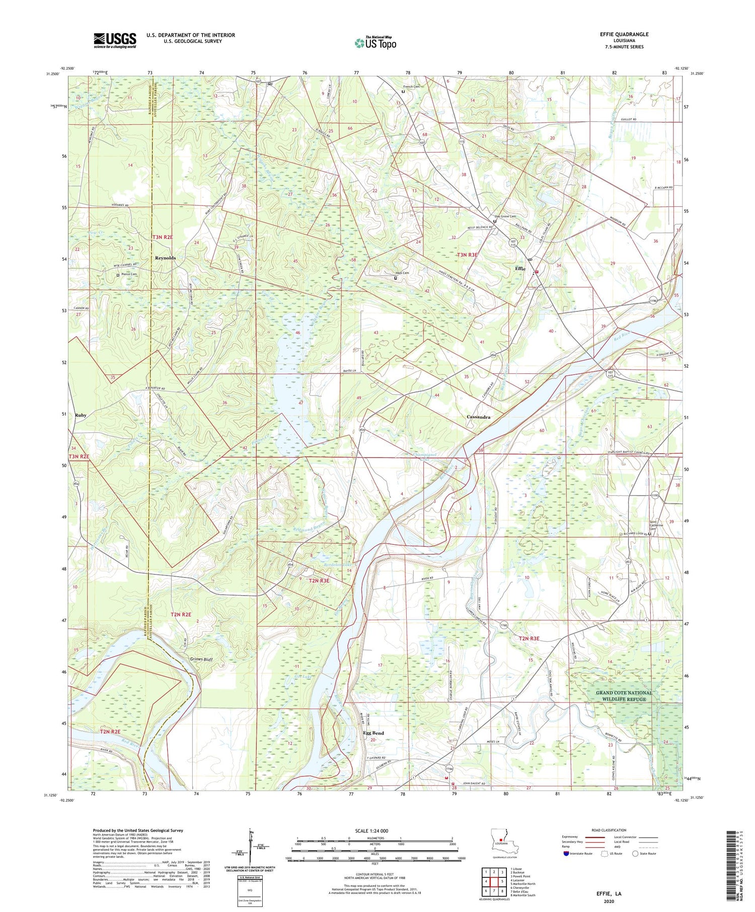 Effie Louisiana US Topo Map Image