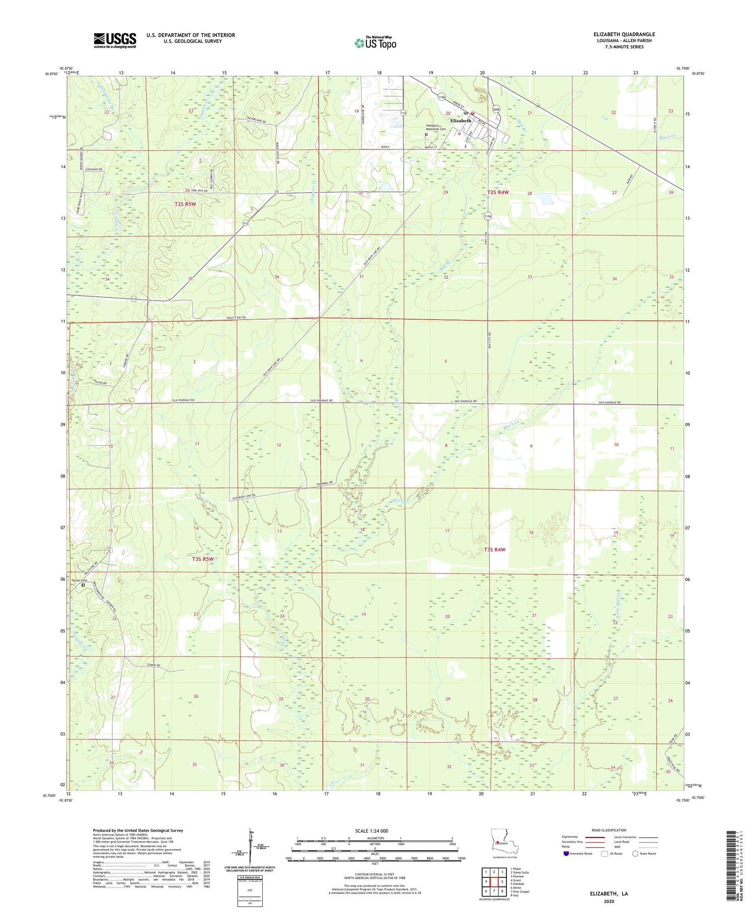 Elizabeth Louisiana US Topo Map Image