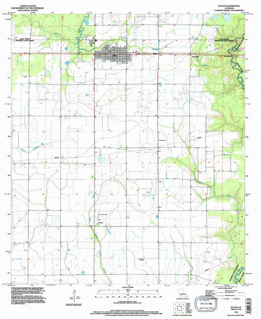 Classic USGS Elton Louisiana 7.5'x7.5' Topo Map Image