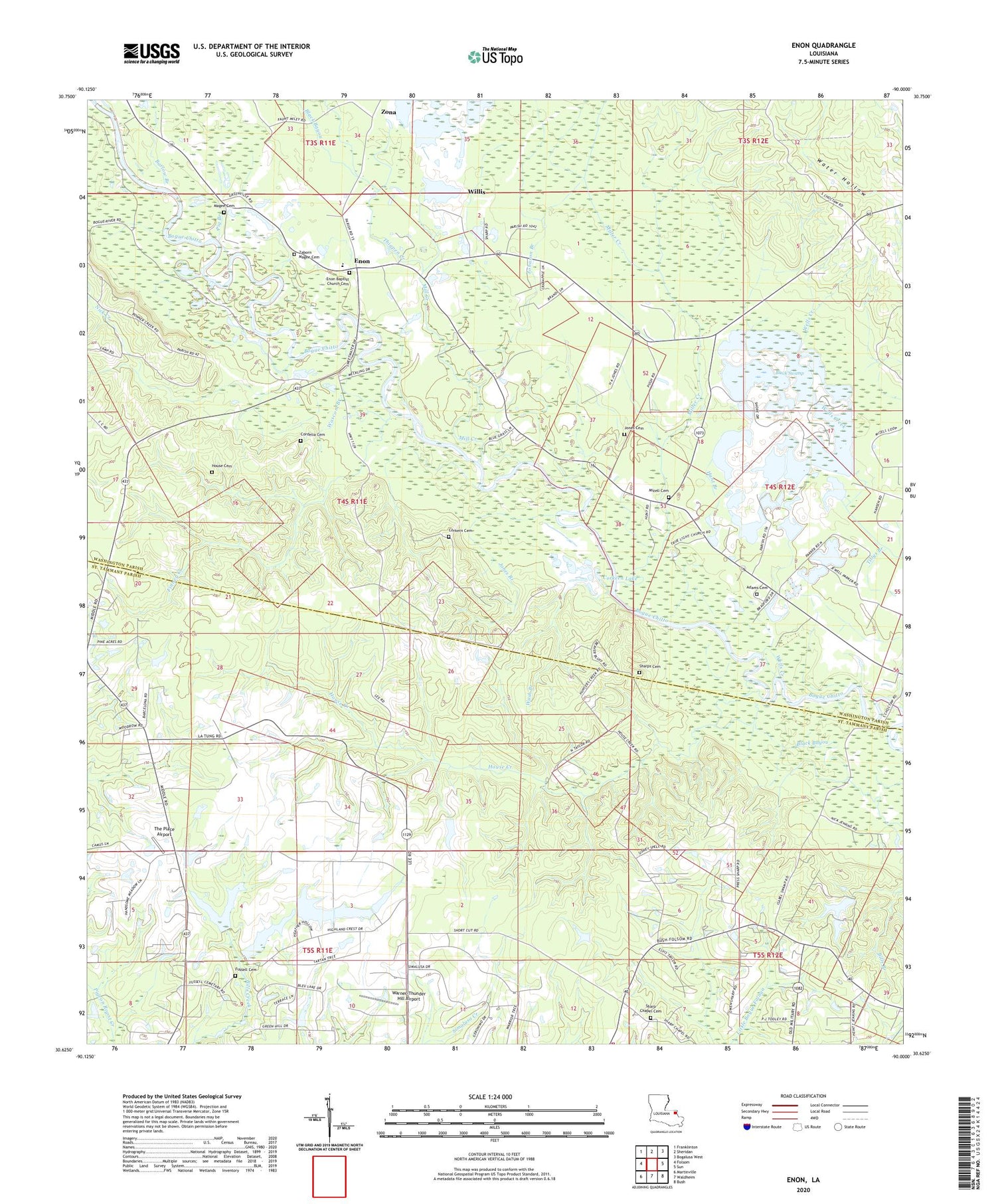 Enon Louisiana US Topo Map Image