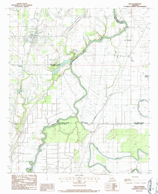 Classic USGS Epps Louisiana 7.5'x7.5' Topo Map Image