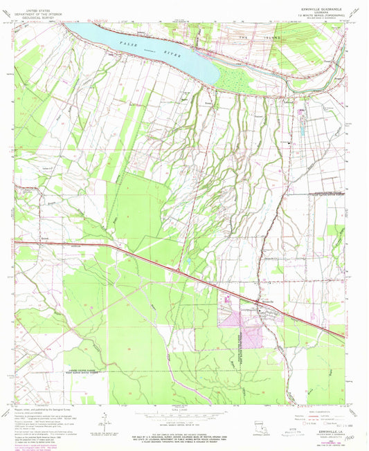Classic USGS Erwinville Louisiana 7.5'x7.5' Topo Map Image
