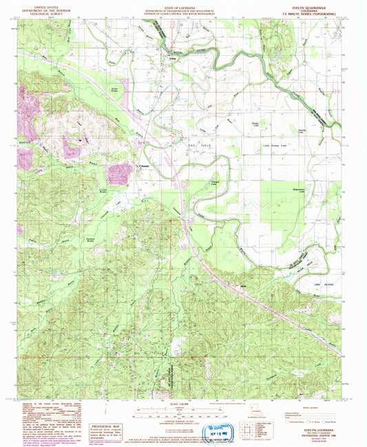 Classic USGS Evelyn Louisiana 7.5'x7.5' Topo Map Image