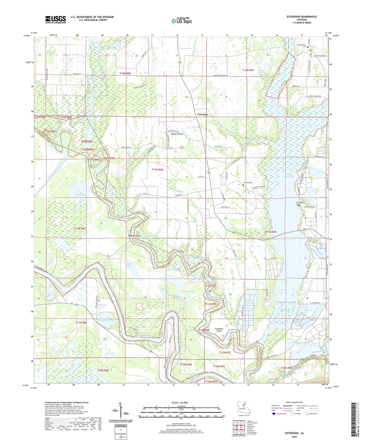 Extension Louisiana US Topo Map Image