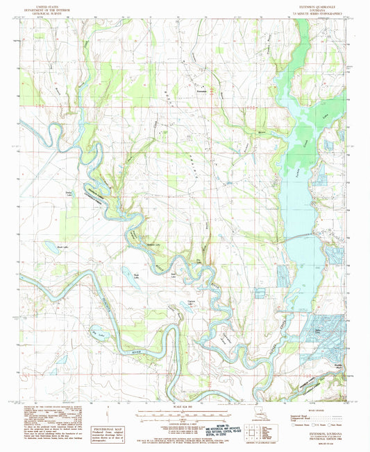 Classic USGS Extension Louisiana 7.5'x7.5' Topo Map Image