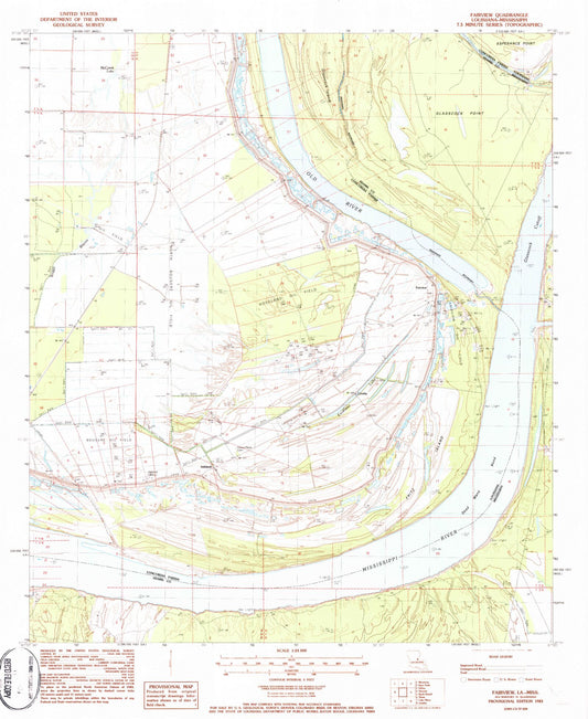 Classic USGS Fairview Louisiana 7.5'x7.5' Topo Map Image