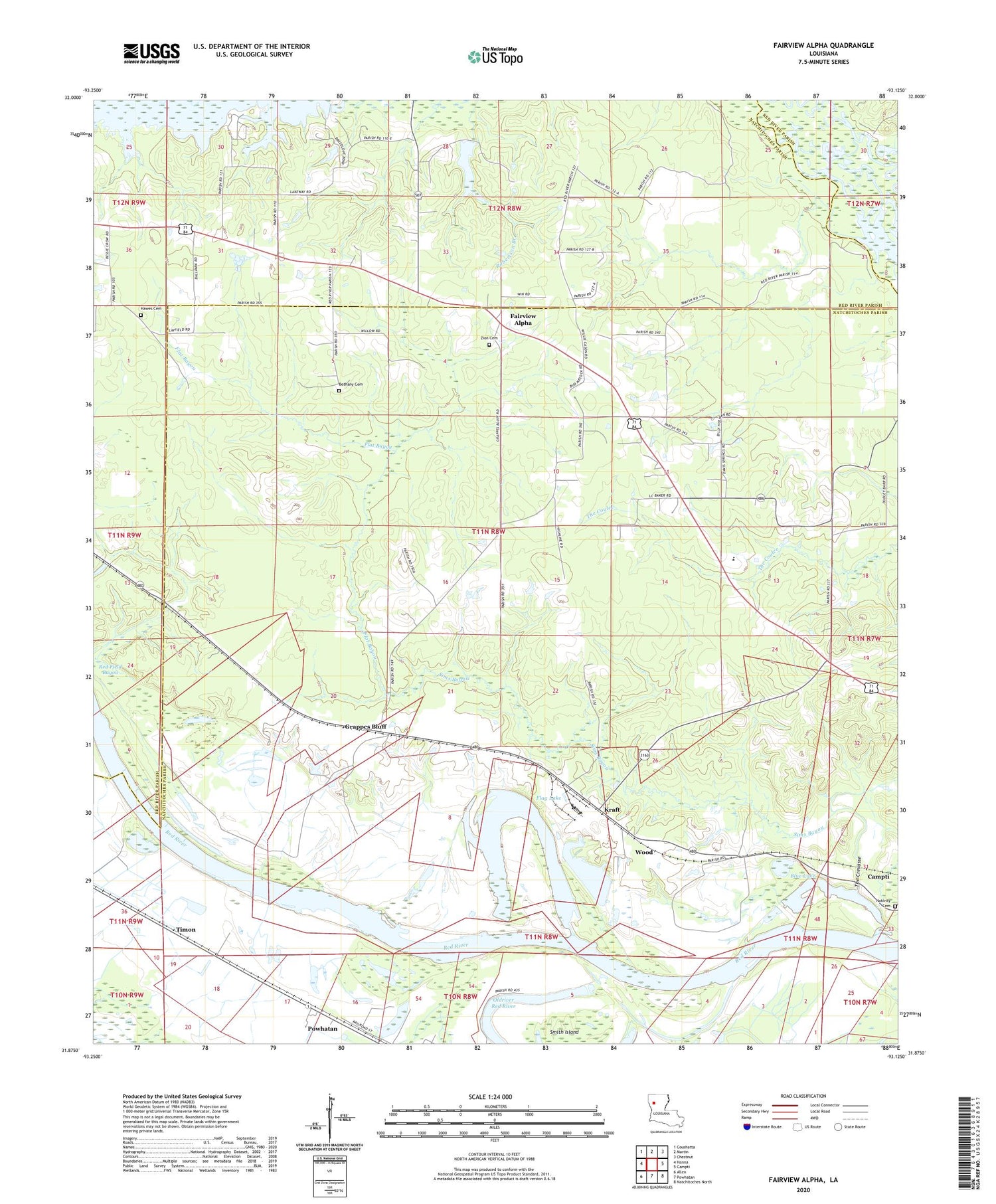 Fairview Alpha Louisiana US Topo Map Image
