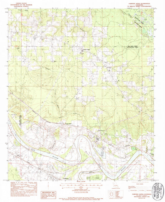 Classic USGS Fairview Alpha Louisiana 7.5'x7.5' Topo Map Image