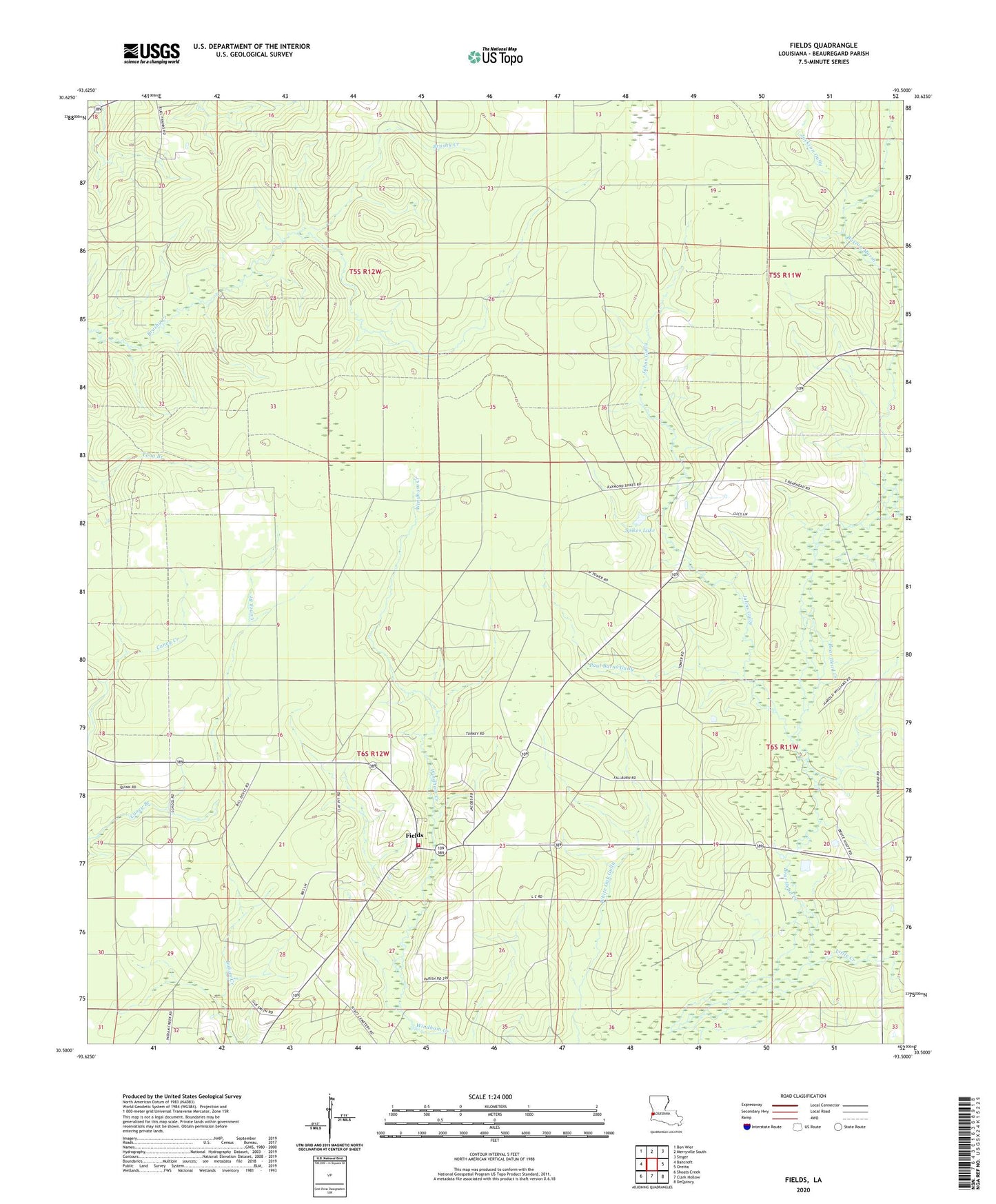 Fields Louisiana US Topo Map Image