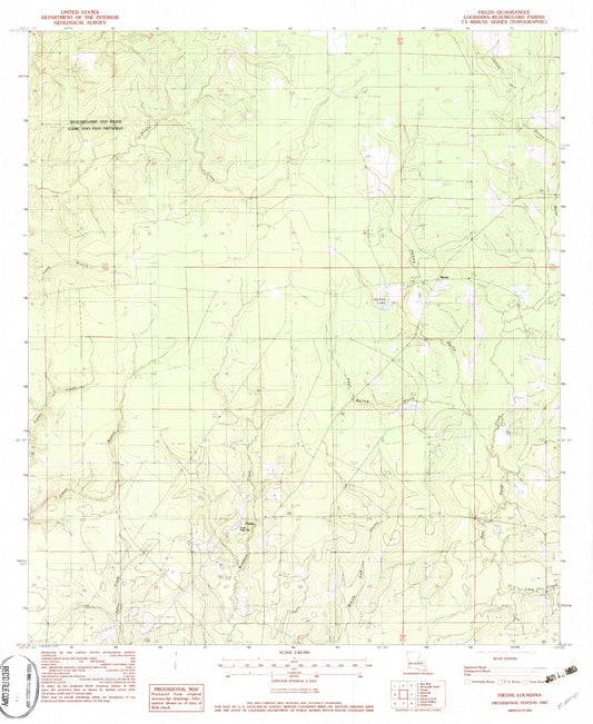Classic USGS Fields Louisiana 7.5'x7.5' Topo Map Image