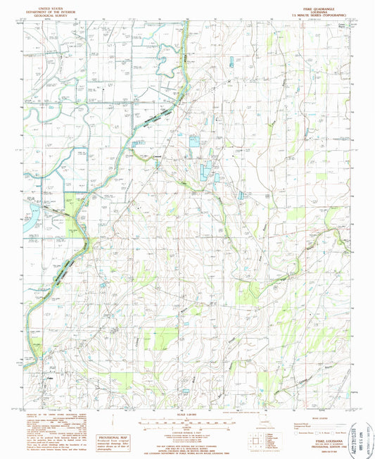Classic USGS Fiske Louisiana 7.5'x7.5' Topo Map Image